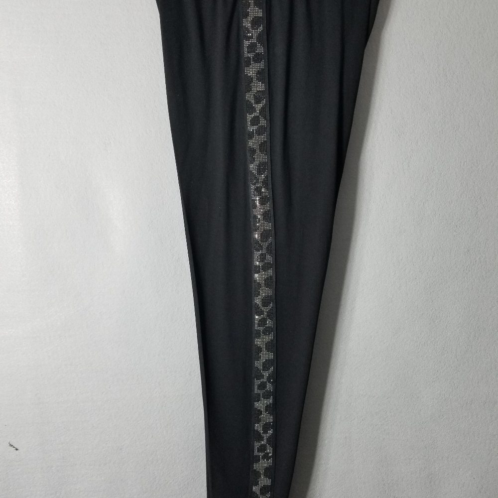 Sleek Black Leggings with Shimmering Detail